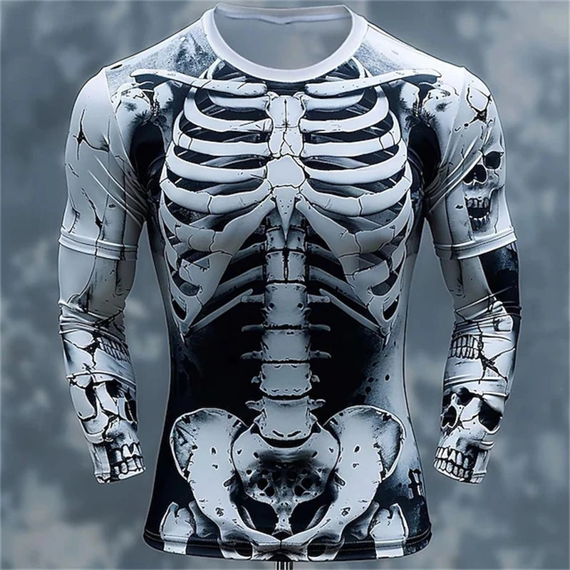 Mens Fashion Clothes - 3D Print Skeleton Skulls Pattern T