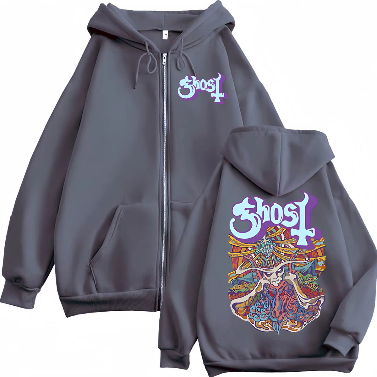 Ghost Band Graphic Zipper Hood - Mens Fashion Zip Up Hoodies 评论和价格