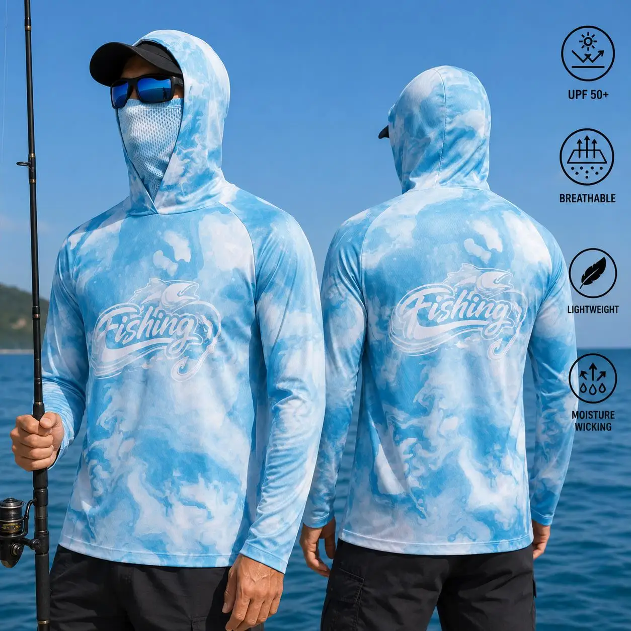 Mens Fishing Hooded Shirt UPF5 - Mens Fashion Summer 评论和价格