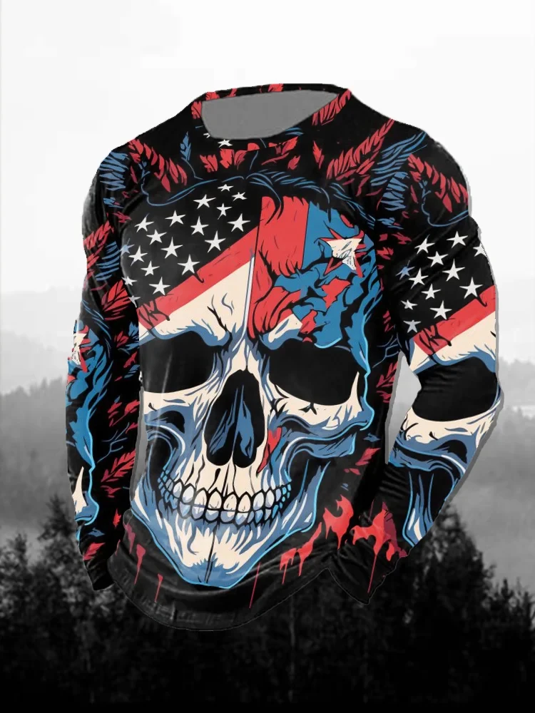 Men's 3D Print Red Dark Skull  - Men'S Fashion T Shirts 评论和价格