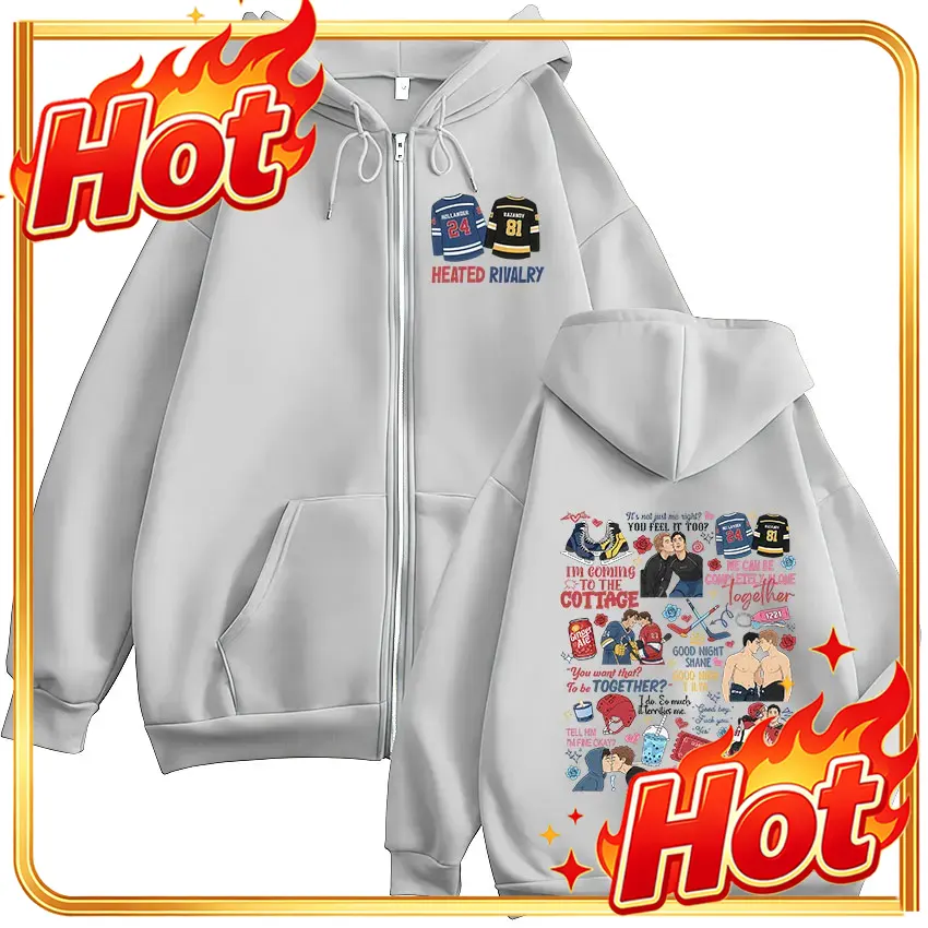 Heated Rivalry Print Zipper Ho - Mens Fashion Zip Up Hoodies 评论和价格